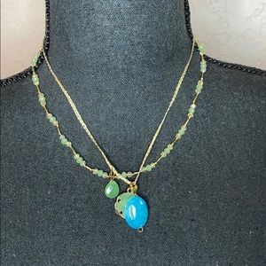 Green beaded sand dollar necklace 16”